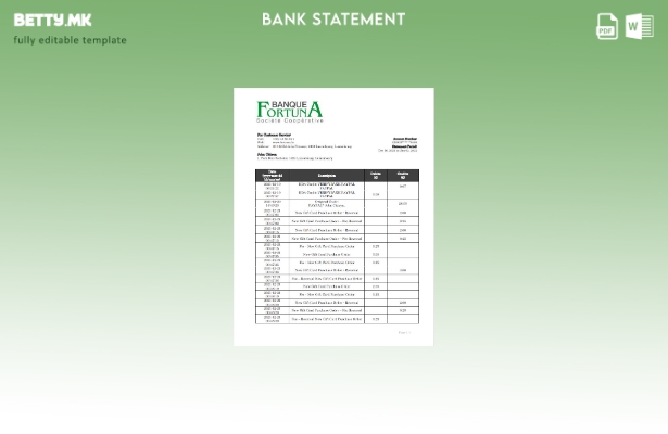 модерен стил луксембуршки Fortuna Banque банкарски шаблон за изјава за адреса